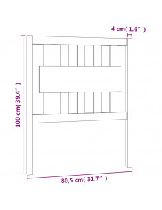 Testiera per Letto Miele 80,5x4x100cm in Legno Massello di Pino