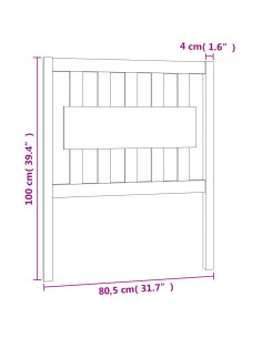 Testiera per Letto Nera 80,5x4x100 cm in Legno Massello di Pino
