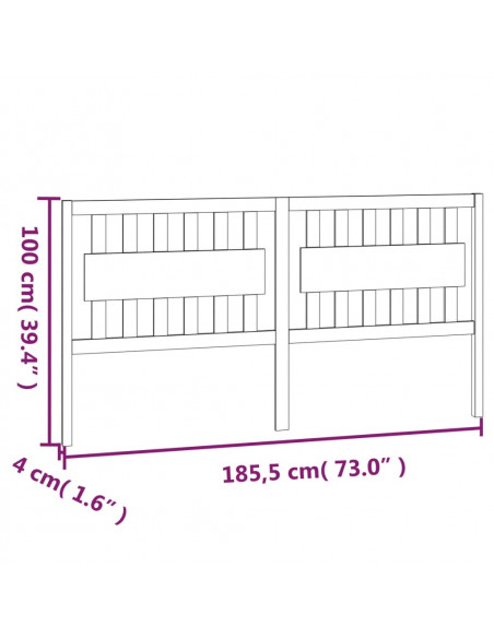 Testiera per Letto Miele 185,5x4x100 cm Legno Massello di Pino