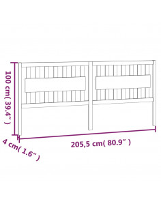 Testiera per Letto Nera 205,5x4x100cm in Legno Massello di Pino