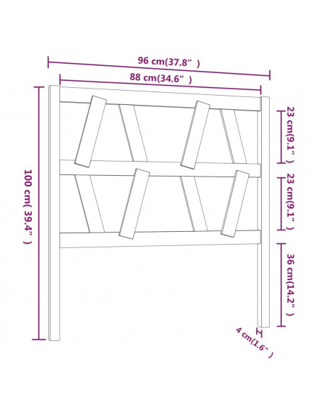 Testiera per Letto Bianca 96x4x100 cm in Legno Massello di Pino