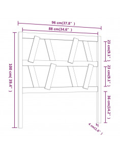 Testiera per Letto Miele 96x4x100 cm in Legno Massello di Pino