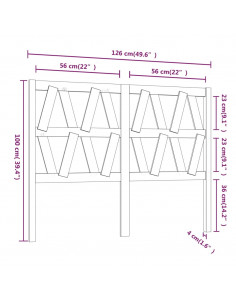 Testiera per Letto Grigia 126x4x100cm in Legno Massello di Pino