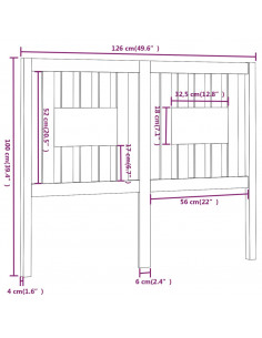 Testiera per Letto Grigia 126x4x100cm in Legno Massello di Pino