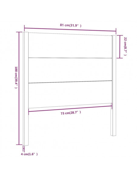 Testiera per Letto Bianca 81x4x100 cm in Legno Massello di Pino