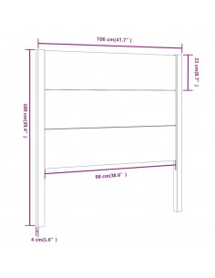Testiera per Letto 106x4x100 cm in Legno Massello di Pino