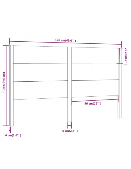 Testiera per Letto Miele 126x4x100 cm in Legno di Pino