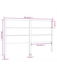 Testiera per Letto Bianca 206x4x100 cm Legno Massello di Pino
