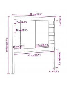 Testiera per Letto Miele 81x4x100 cm in Legno Massello di Pino