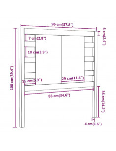 Testiera Miele 96x4x100 cm in Legno Massello di Pino