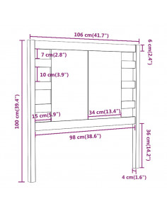 Testiera per Letto Miele 106x4x100 cm in Legno Massello di Pino