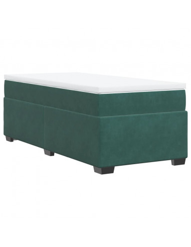 Giroletto a Molle con Materasso Verde Scuro 90x190 cm Velluto