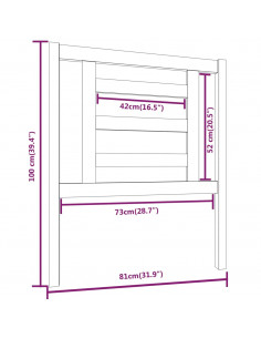 Testiera per Letto Bianca 81x4x100 cm in Legno Massello di Pino