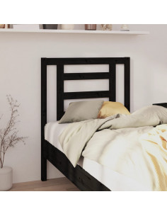 Testiera per Letto Nera 81x4x100 cm in Legno Massello di Pino