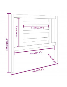Testiera per Letto Miele 96x4x100 cm in Legno Massello di Pino