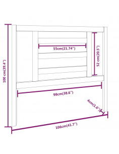 Testiera per Letto Grigia 106x4x100cm in Legno Massello di Pino