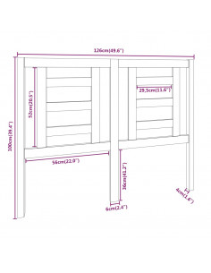 Testiera per Letto Miele 126x4x100 cm in Legno Massello di Pino