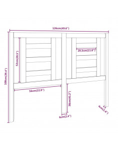Testiera per Letto Nera 126x4x100 cm in Legno Massello di Pino