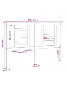 Testiera per Letto Miele 141x4x100 cm in Legno Massello di Pino