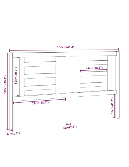 Testiera per Letto Miele 156x4x100 cm in Legno Massello di Pino