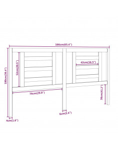 Testiera per Letto Bianca 166x4x100cm in Legno Massello di Pino