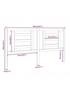 Testiera per Letto Nera 166x4x100 cm in Legno Massello di Pino