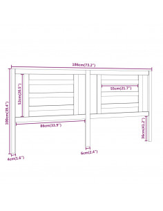 Testiera per Letto Grigia 186x4x100cm in Legno Massello di Pino