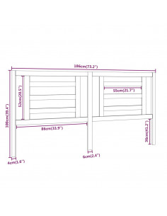 Testiera per Letto Miele 186x4x100 cm in Legno Massello di Pino