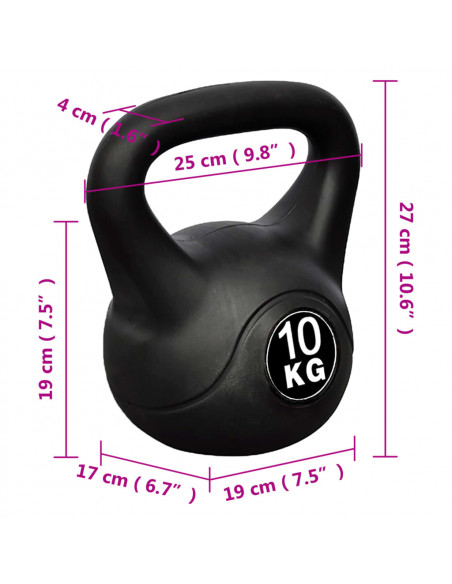 kettlebell 10 kg 21 x 21 x 30 cm
