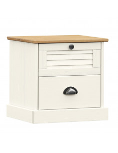 Comodino VIGO Bianco 42x35x42 cm in Legno Massello di Pino 2