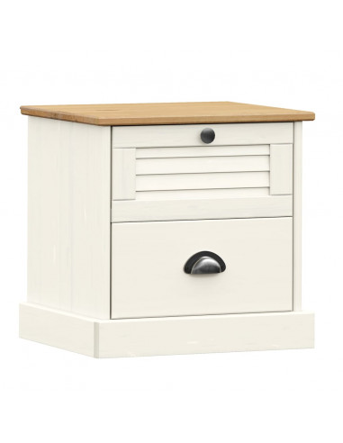 Comodino VIGO Bianco 42x35x42 cm in Legno Massello di Pino