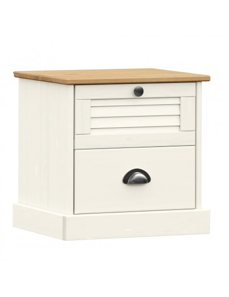 Comodino VIGO Bianco 42x35x42 cm in Legno Massello di Pino