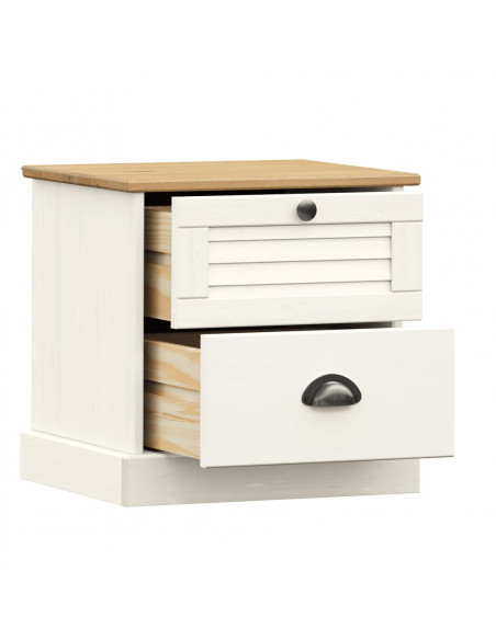 Comodino VIGO Bianco 42x35x42 cm in Legno Massello di Pino