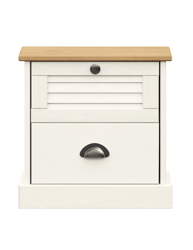 Comodino VIGO Bianco 42x35x42 cm in Legno Massello di Pino