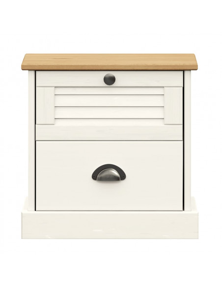 Comodino VIGO Bianco 42x35x42 cm in Legno Massello di Pino