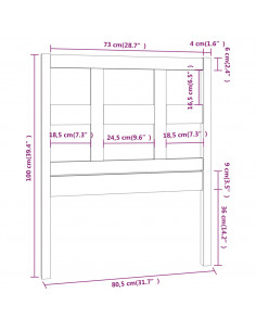 Testiera per Letto Miele 80,5x4x100cm in Legno Massello di Pino