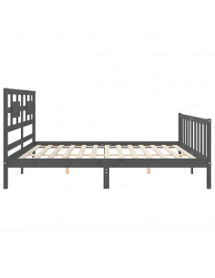 Giroletto con Testiera Grigio 200x200 cm in Legno Massello 2