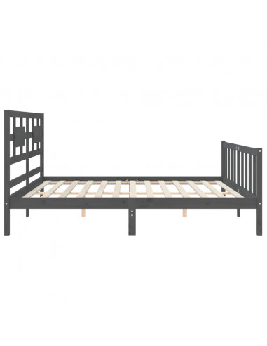 Giroletto con Testiera Grigio 200x200 cm in Legno Massello