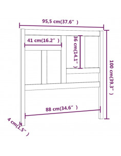 Testiera per Letto Miele 95,5x4x100cm in Legno Massello di Pino