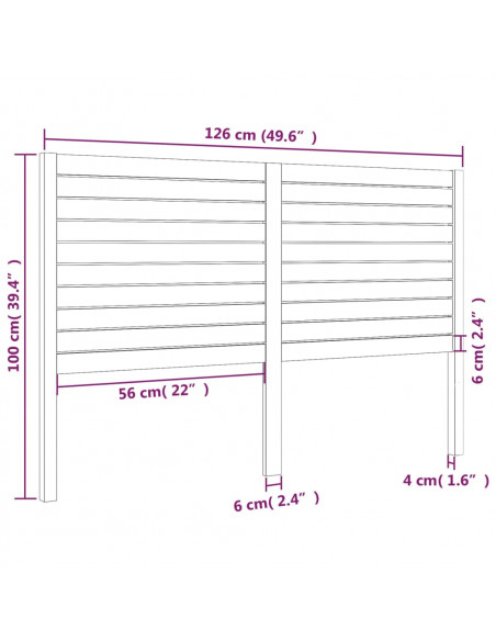 Testiera per Letto 126x4x100 cm in Legno Massello di Pino