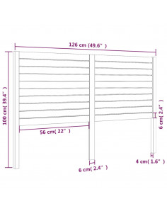 Testiera per Letto Grigia 126x4x100cm in Legno Massello di Pino