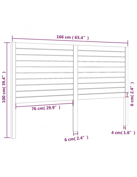 Testiera per Letto Nera 166x4x100 cm in Legno Massello di Pino