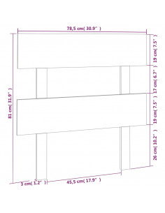 Testiera per Letto Miele 78,5x3x81 cm in Legno Massello di Pino