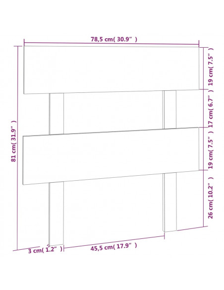 Testiera per Letto Miele 78,5x3x81 cm in Legno Massello di Pino