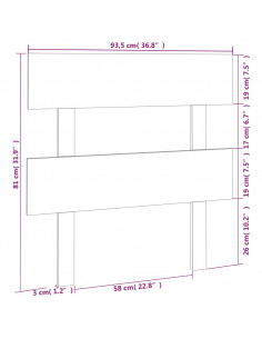 Testiera per Letto Bianca 93,5x3x81cm in Legno Massello di Pino