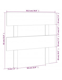 Testiera per Letto Grigia 93,5x3x81cm in Legno Massello di Pino