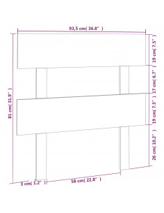 Testiera per Letto Miele 93,5x3x81 cm in Legno Massello di Pino