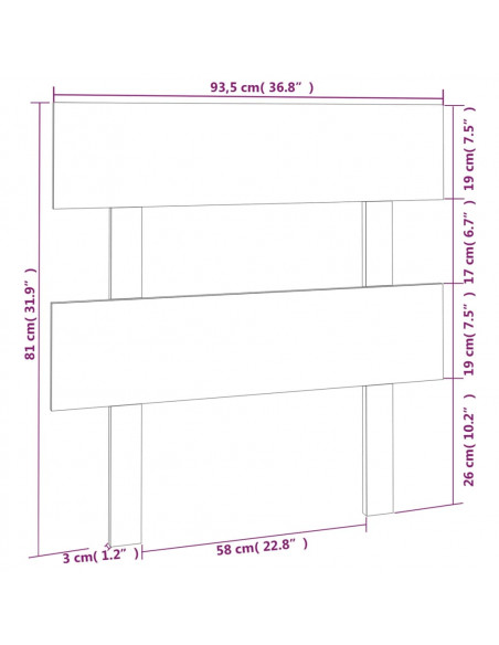 Testiera per Letto Miele 93,5x3x81 cm in Legno Massello di Pino