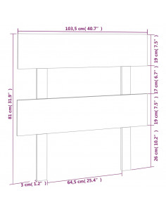 Testiera per Letto Bianca 103,5x3x81 cm Legno Massello di Pino