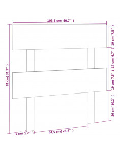 Testiera per Letto Nera 103,5x3x81 cm in Legno Massello di Pino